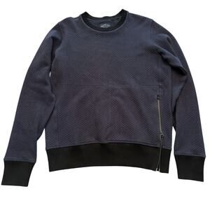Craft Atlantic Sweater Men's Size Large Navy Blue Side Zip Textured Pullover